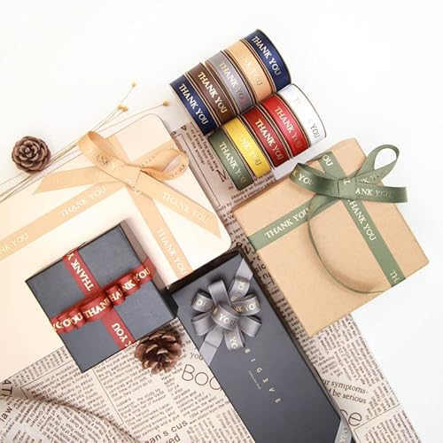 Meseey 5/8 Inch,10-Yard Spool, Metallic Gold Print Thank You, Grosgrain Ribbon,For Christmas ,Birthday, Wedding , Craft Decoration Gift Wrapping,All Crafting And Sewing (5/8Inch, Red) #TOP3