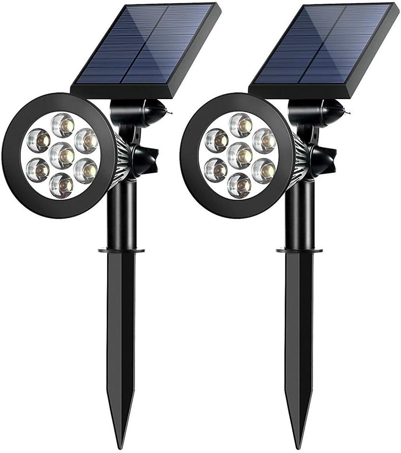 Solar Outdoor spotlights, 7 LED Security Lighting Landscape Solar Lights Waterproof Automatic Switch Sensor 2 in 1 Adjustable Lawn Garden Garden Pool Deck car Road (2 Pieces)