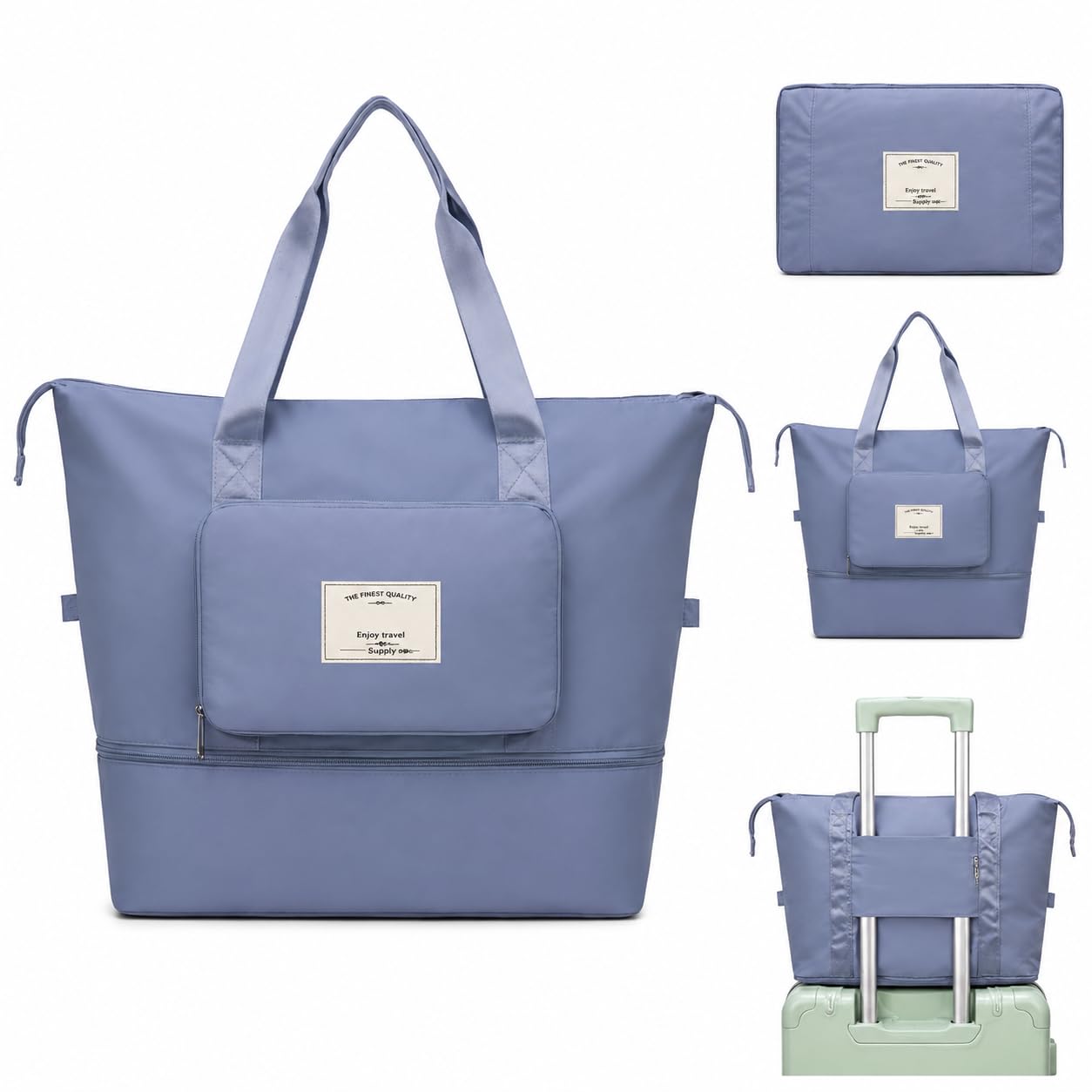 Zollyss Foldable Travel Duffel Bag for Women & Men, Expandable Waterproof Weekender Tote Bag with Shoe Compartment, Carry-...