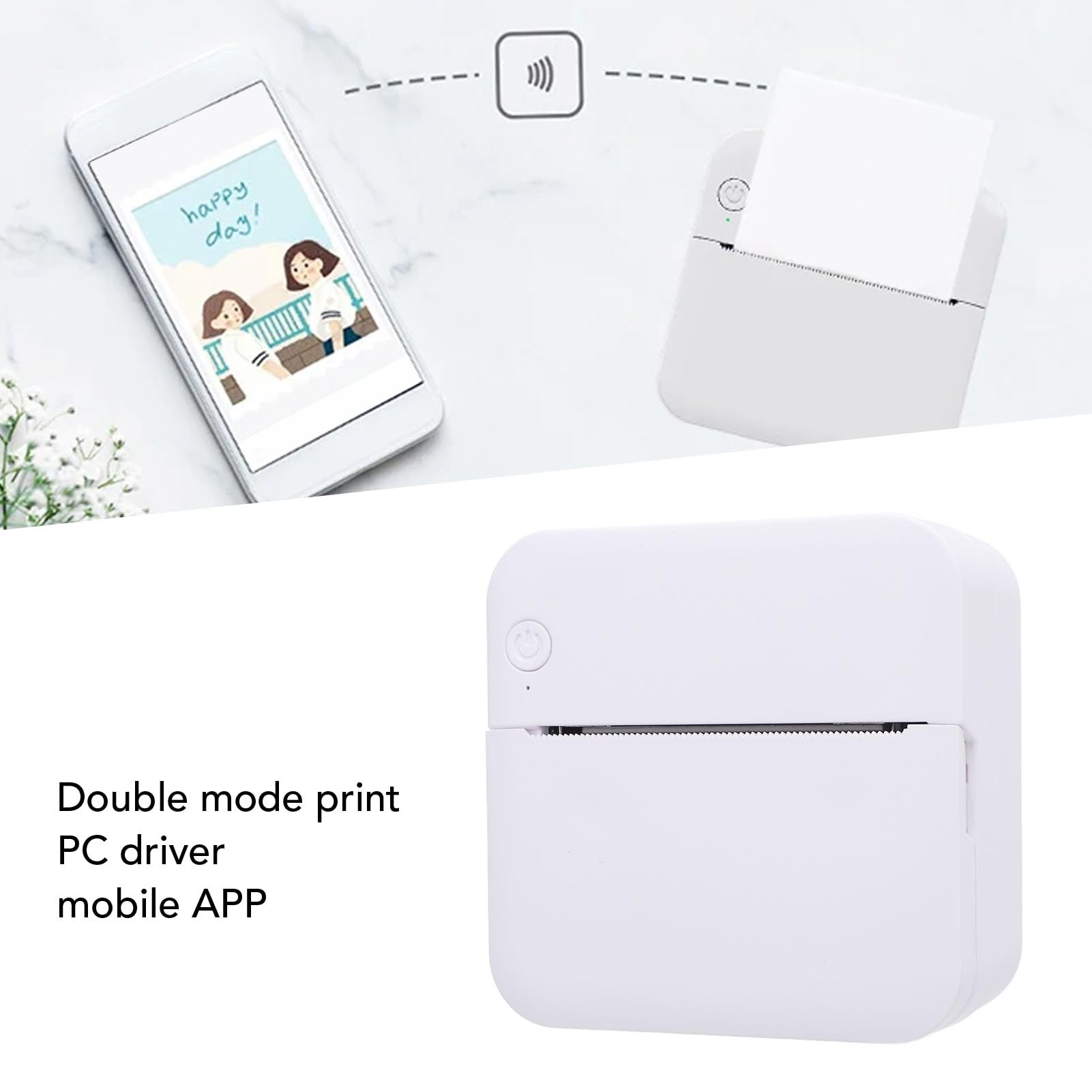 Vikye Imprimante Thermique Portable, 57 Mm USB BT Direct Thermal Receipt Imprimante, Prise en Charge PC/Mac/Ordinateur Portable/Android, Imprimante de Poche pour Photo