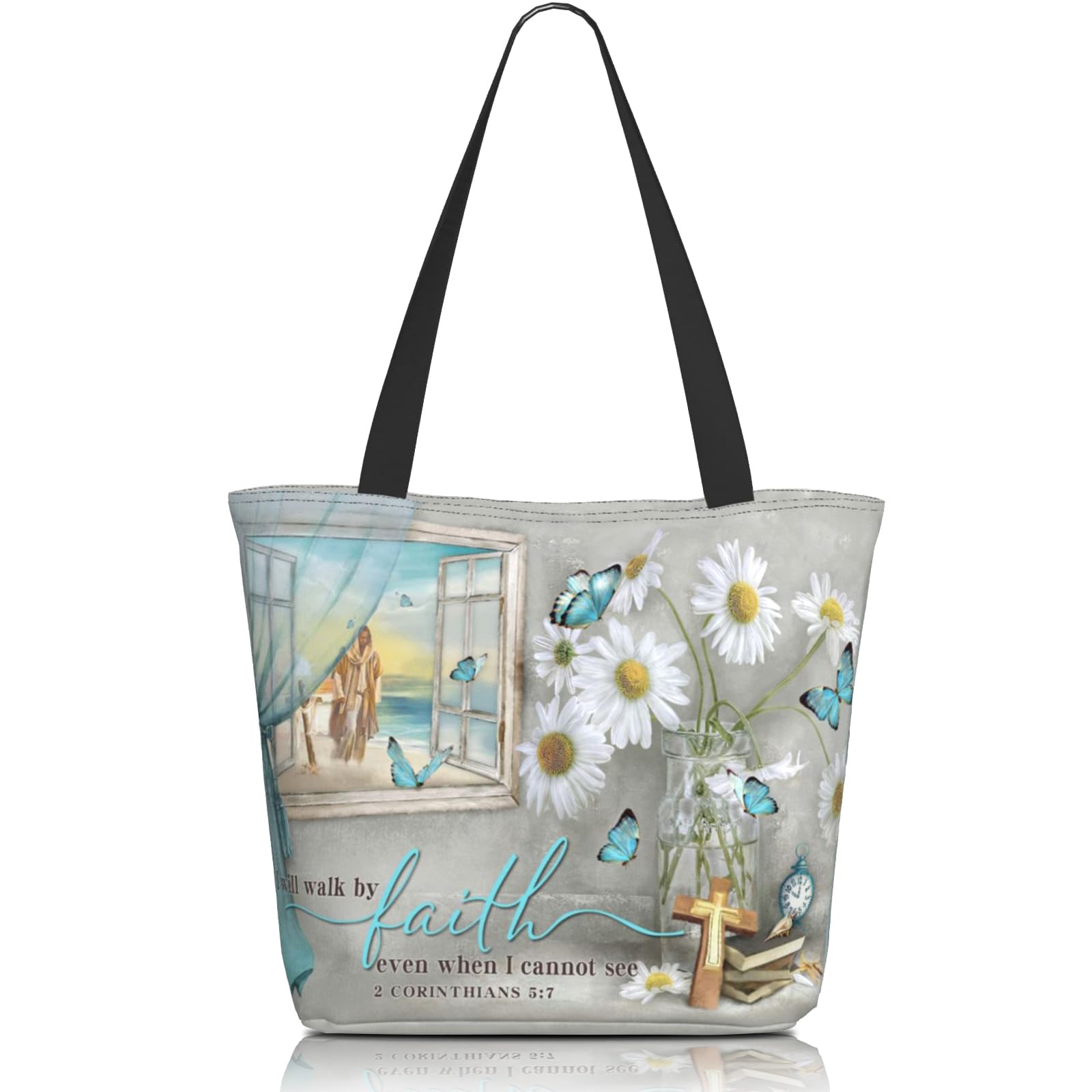 Nebcog Bible Tote Bags for Women Christian Gifts Religious Church Shoulder Bag