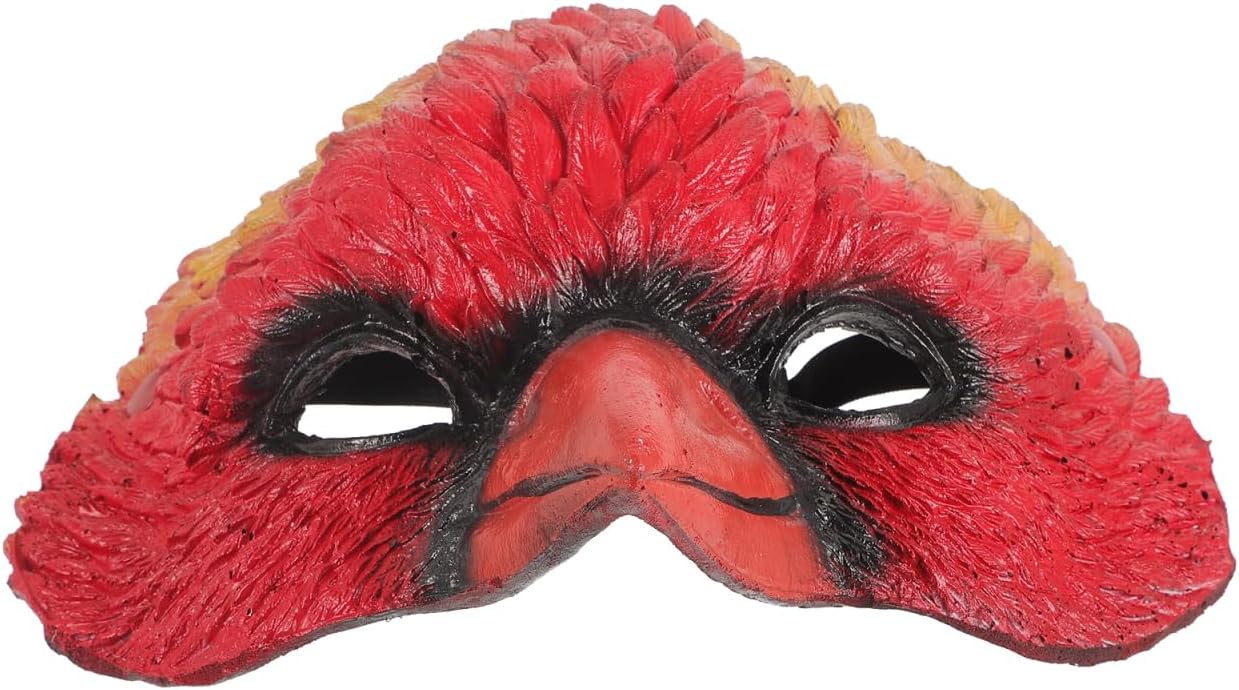 Bird Mask Realistic Animal Half Face Halloween Eagle Costume Carnival Party Dress up Party Costume - Carnival Bird Face Mask Craft for Halloween Dress up Red