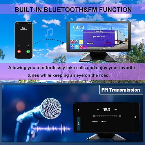 Miniatura 4 de Cámara de respaldo 4K RV, monitor de pantalla táctil de 10.36 pulgadas para camioneta/furgoneta/remolque DVR grabación con Bluetooth FM MP5 IP69