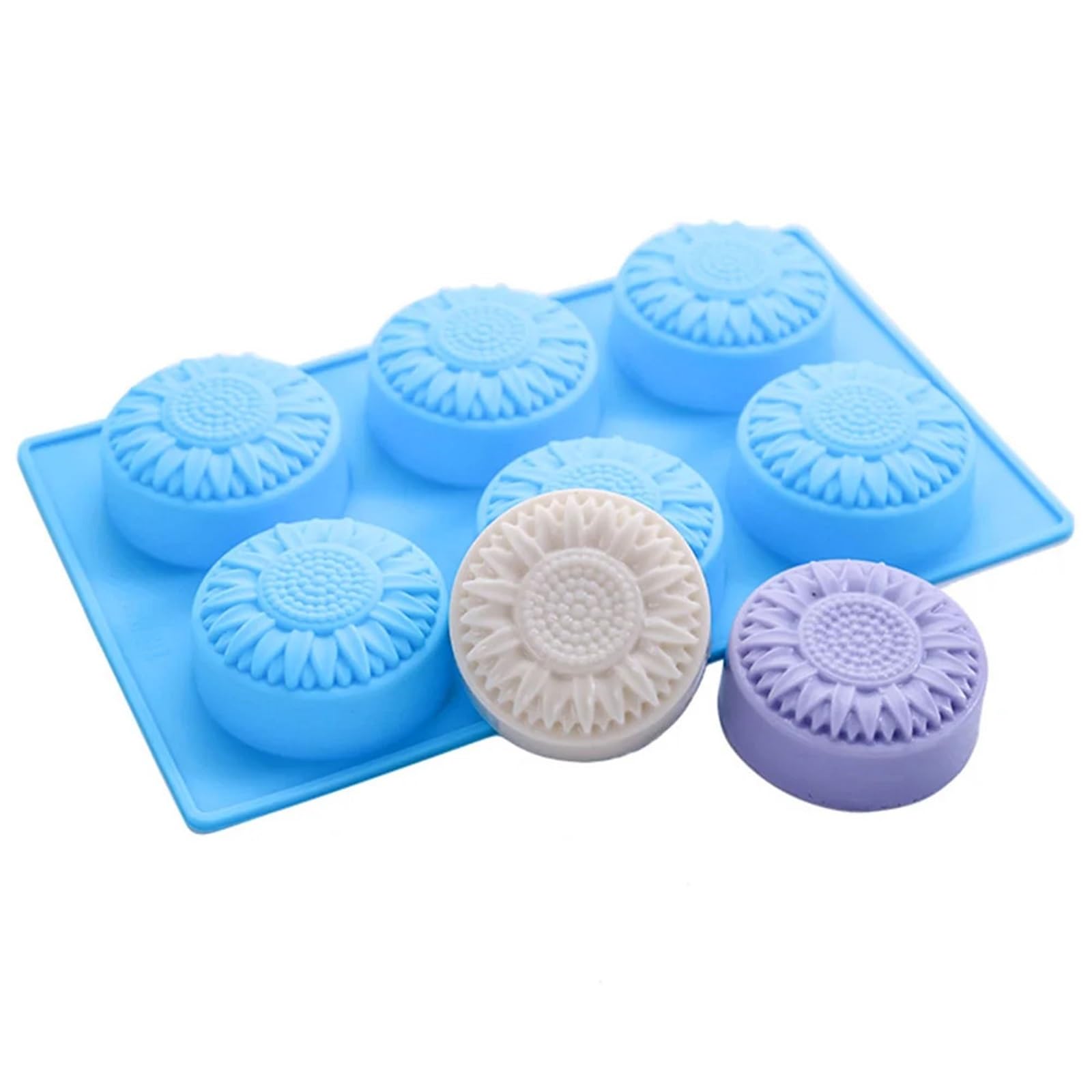 6 Cavity Silicone Molds Flower Soap Mold DIY Handmade Chocolate Biscuit Cake Decoration For Baking Craft for Making Soaps Bar(Color-2)