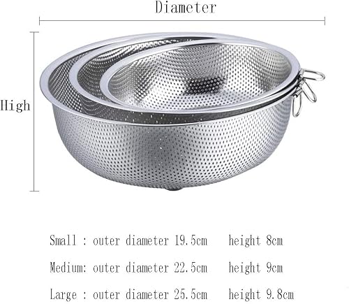 Vrino Fruit Bowl Drain Basket, Kitchen Washing Basket Drain Basket Thick Stainless Steel Vegetable And Fruit Storage Basket Three-Piece Suit Fruit Dish #TOP1