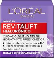 L'Oréal Paris Revitalift Hialurônico Creme Hidratante Facial Antirugas Diurno, Reduz Linhas Finas, Uniformiza a Pele, Melhora a Textura e Firmeza, 49g