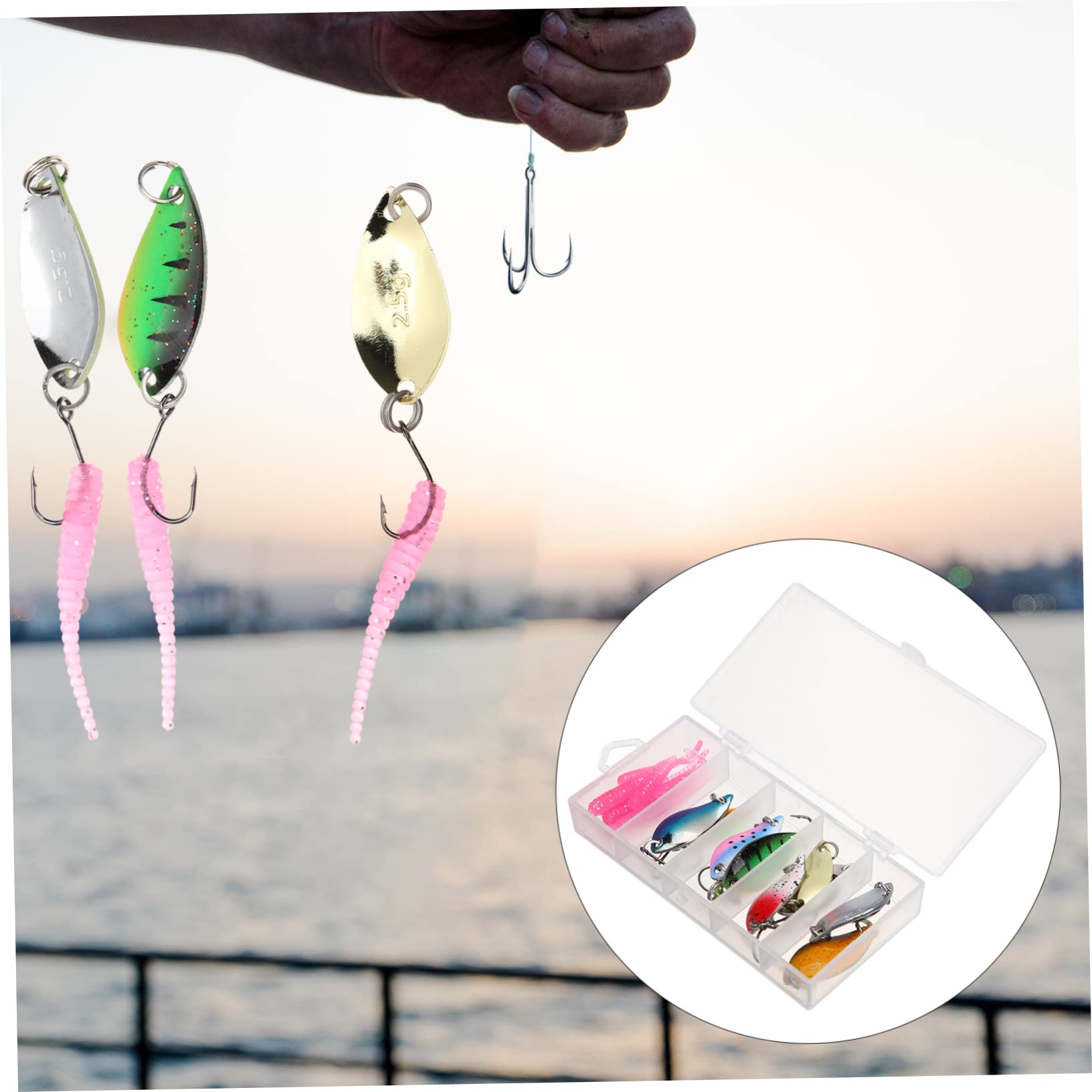ibasenice Künstliche Angelköder mit Glitzer Blinker Softbaits Wiederverwendbare Angelutensilien für Verschiedene Gewässer und Angelbedingungen