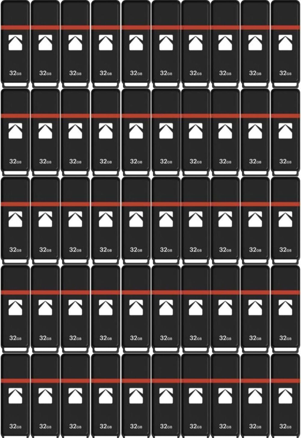 Kodak USB2.0 K100 32GB Pocket-Sized Flash Drive with 15MB/s Read Speed and 5MB/s Write Speed (50-Pack)