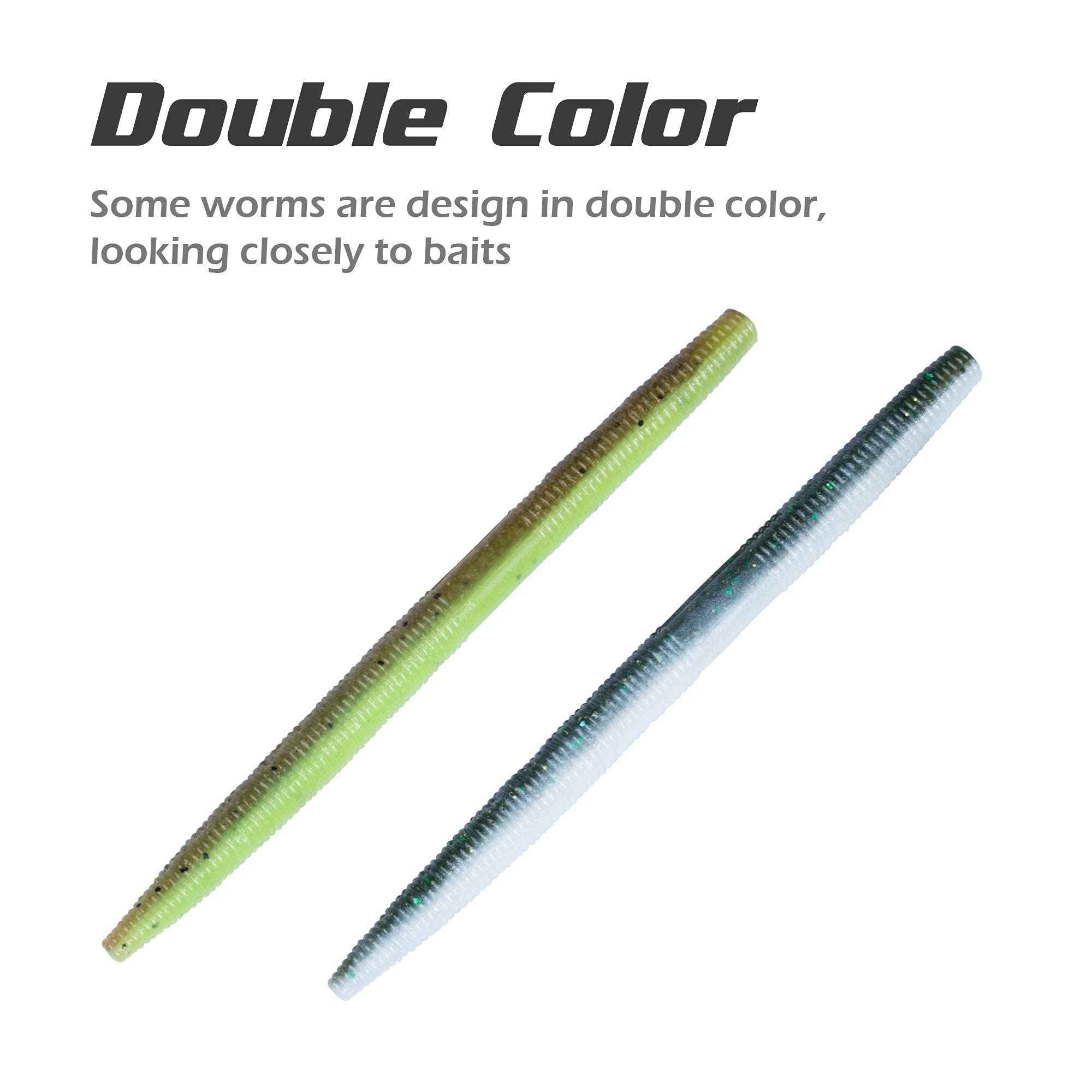 Rubber Worms Senkos - Kit de señuelos de plástico Suave para Pesca de lubina (10,16 cm, 12,7 cm)