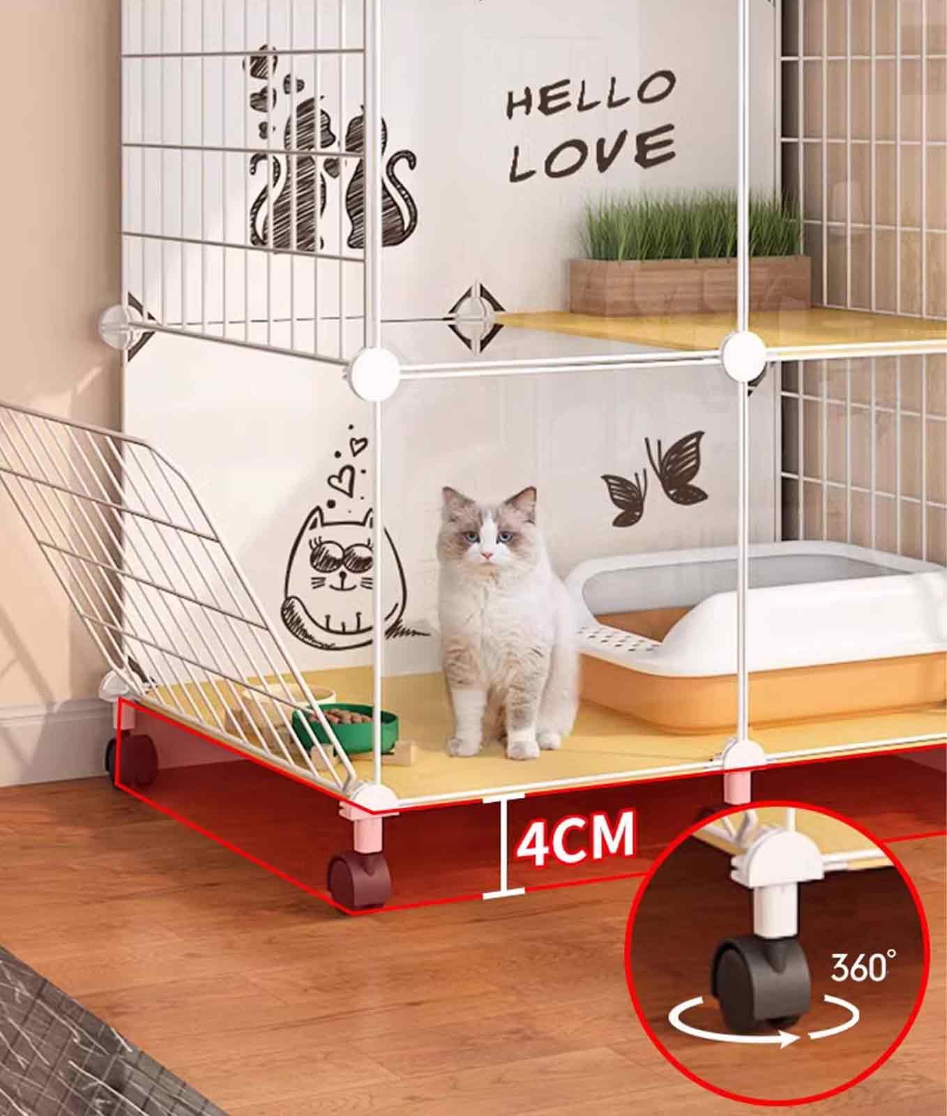 Generico Gabbie per Gatti da Interno, Grandi, per Animali Domestici, Staccabili, recinti per Gatti da Interno, recinto per Gattini da Interno, con carrucole a 360°, Design Trasparente, Facile da spos