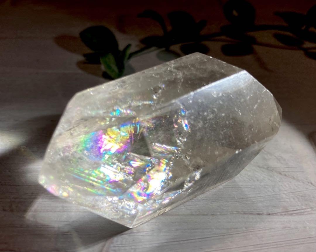 レインボー✨スモーキークォーツダブルポイントクリスタル水晶ポリッシュ