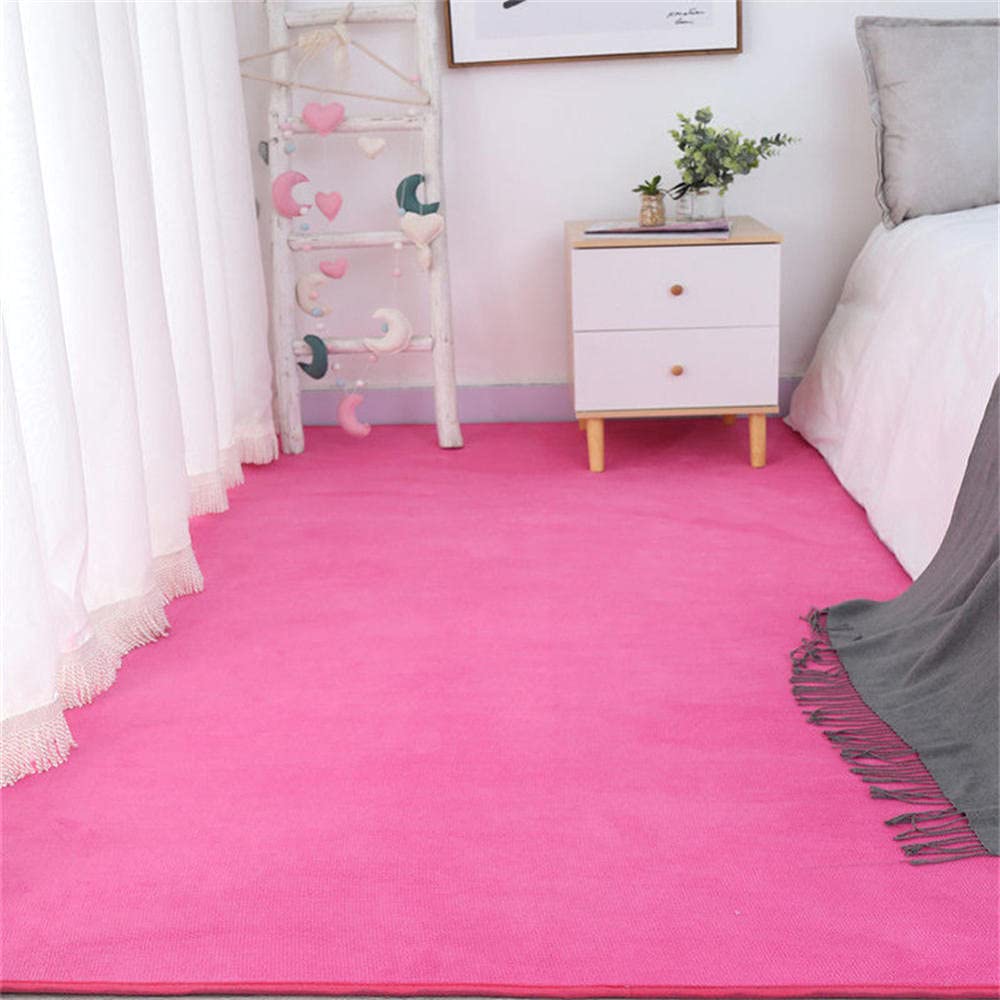 Tapis salon moderne rose LUNEZY au toucher super doux et chic