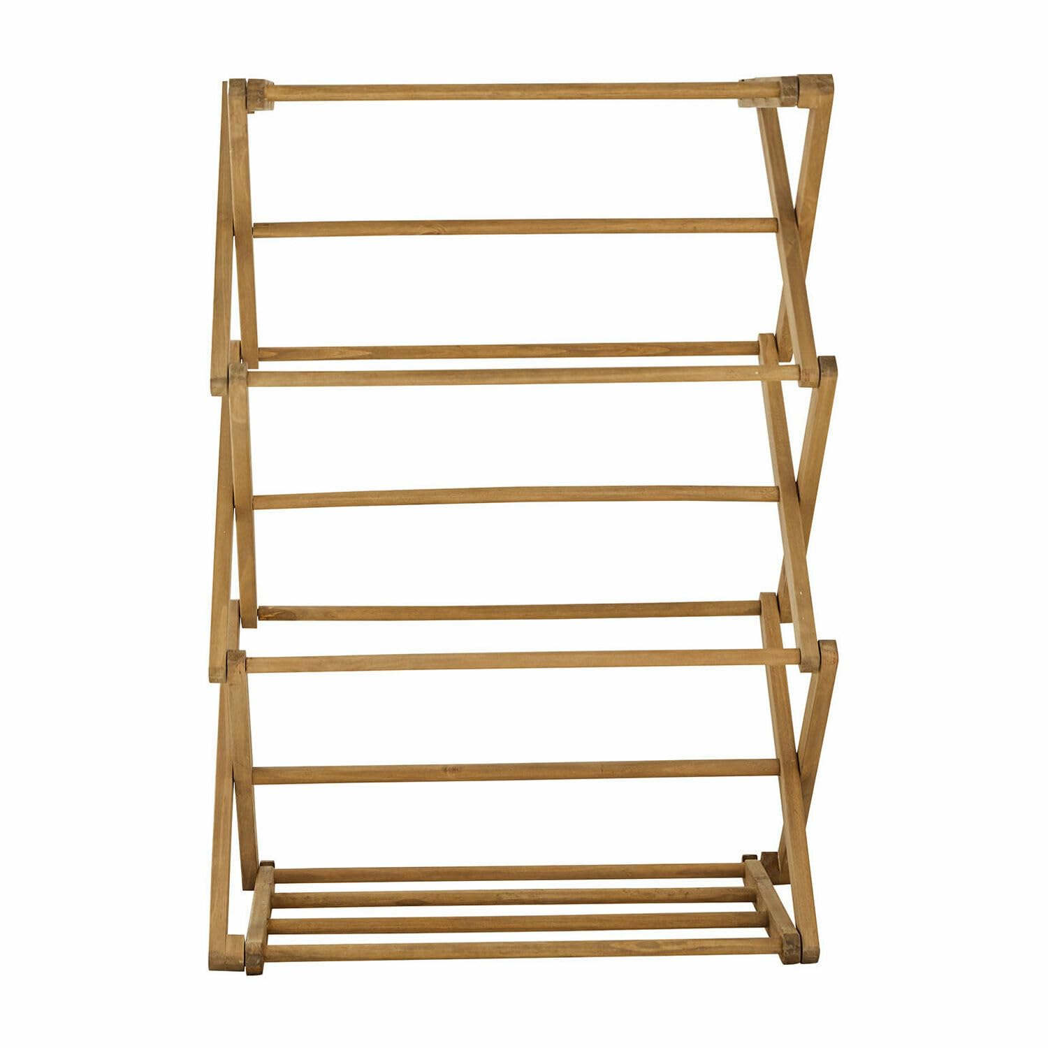 Loberon Wäscheständer Elodielle, Klappbares Design, für Handtücher, Kleidung & Co., Platzsparend, Ordnungshelfer, Badzubehör, Kiefernholz, braun | Klappbares Design, für Handtücher, Kleidung & Co., Platzsparend, Ordnungshelfer, Badzubehör, Kiefernholz