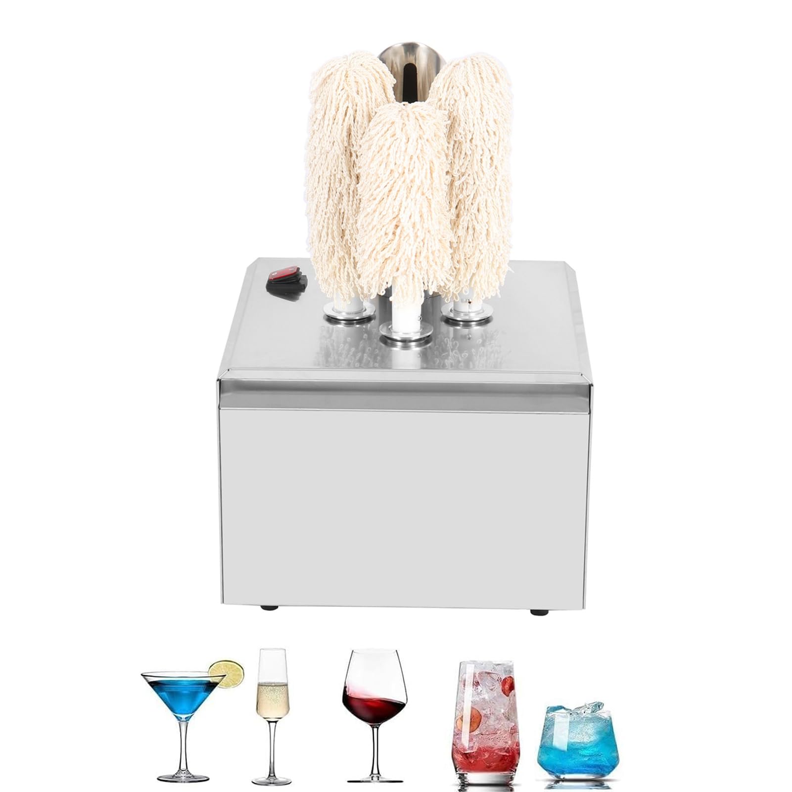Macchina Lucidatrice per Bicchieri e Bottiglie - 3/5 Spazzole, Asciugatrice Elettrica, Acciaio Inox 304 - per Bar, Ristoranti, Hotel, Enoteche, Cucina Professionale