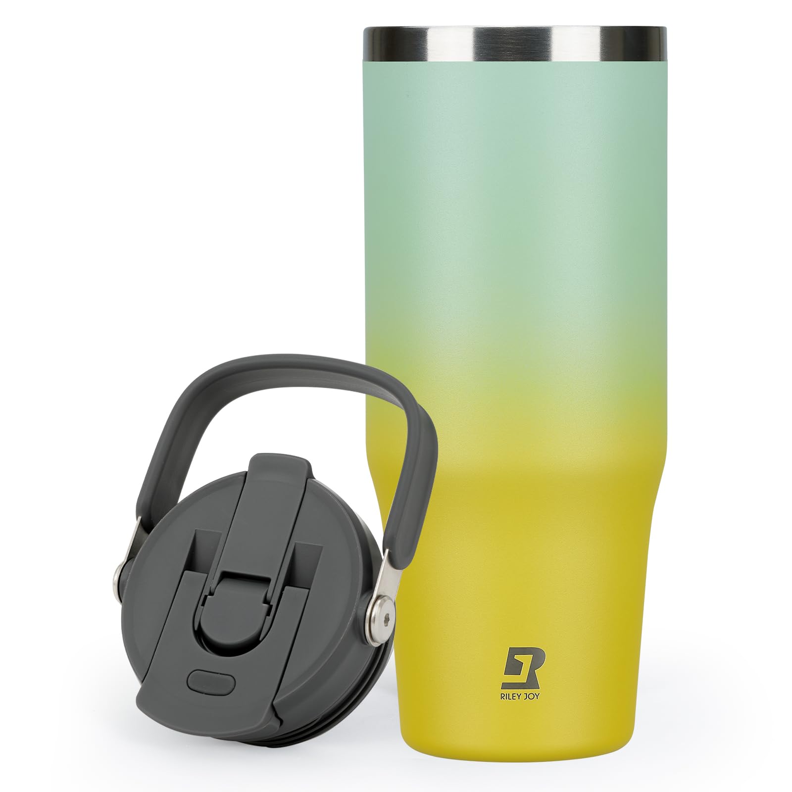 Riley Joy 2.0 Stainless Steel Tumbler 32 oz with Handle and Straw - 100% Leak Proof Insulated Water Bottle - Easy to Carry Travel Mug - Dishwasher Safe - Car Coffee Cup