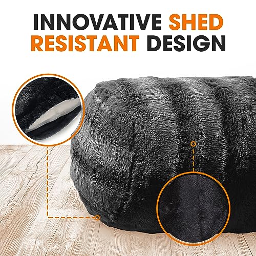Cheer Collection Faux Fur Cylinder Pillows - Decorative Bolster Pillows for Couch & Bed - Machine Washable - 8” x 24” Inch (Set of 2) - Black - Thumbnail 6