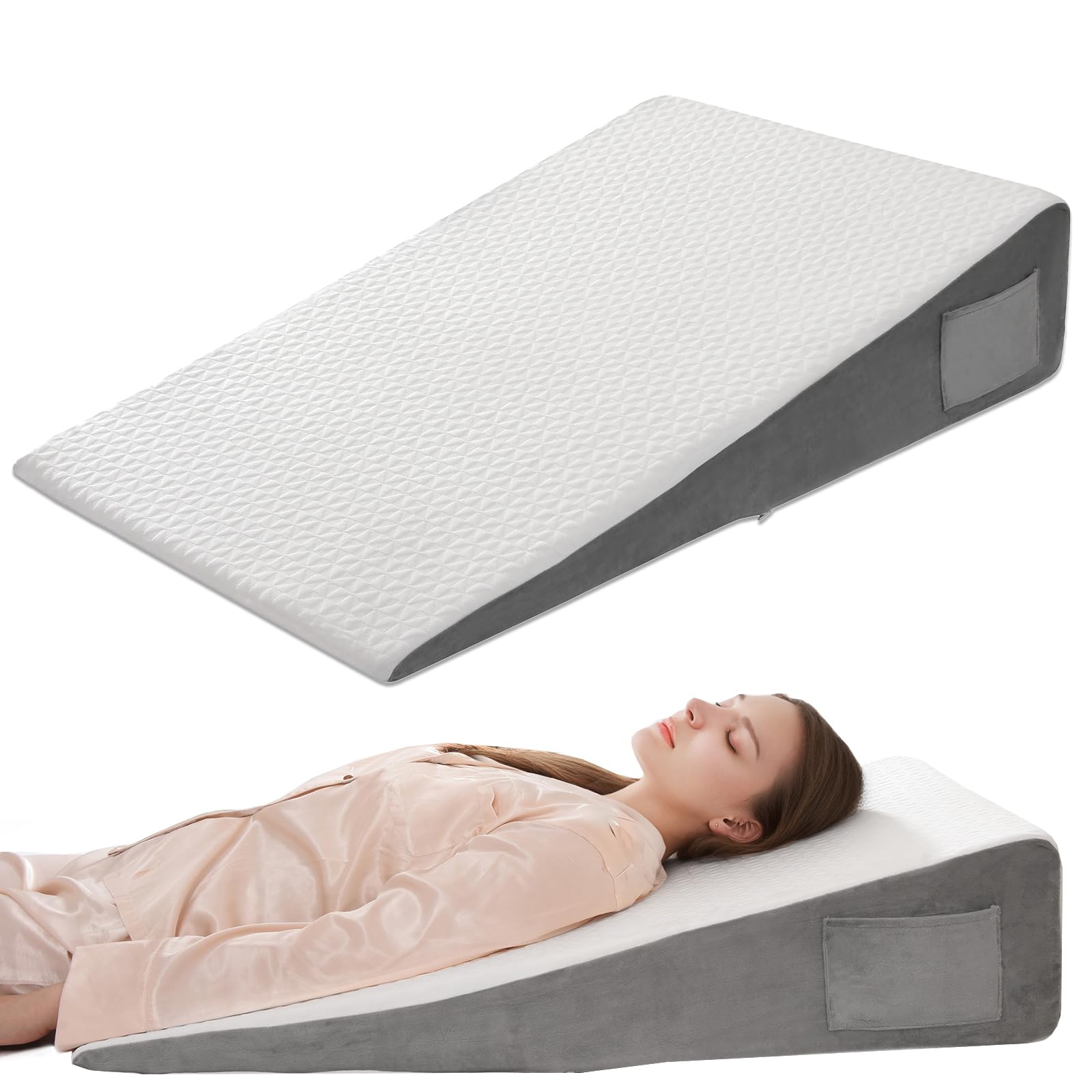 Photo 1 of Vekkia 34" Extra-Long Wedge Pillow,7.5" Bed Wedge Pillow for Sleeping,White