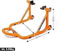 Vista 4 de GRAND PITSTOP Soporte para motocicleta, soporte de elevación de paddock para rueda trasera con horquilla y bobina de basculante, capacidad