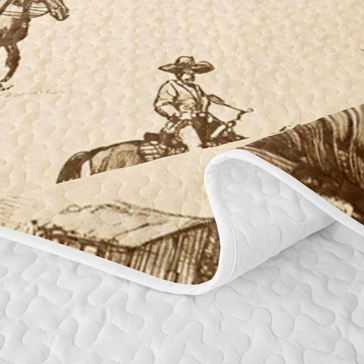 Feelyou Western Decor Quilt Bedspread for Kids Boys Girls Cowboy Bedding Queen Size Farmhouse Lightweight Bed Cover Quilted Coverlet Set