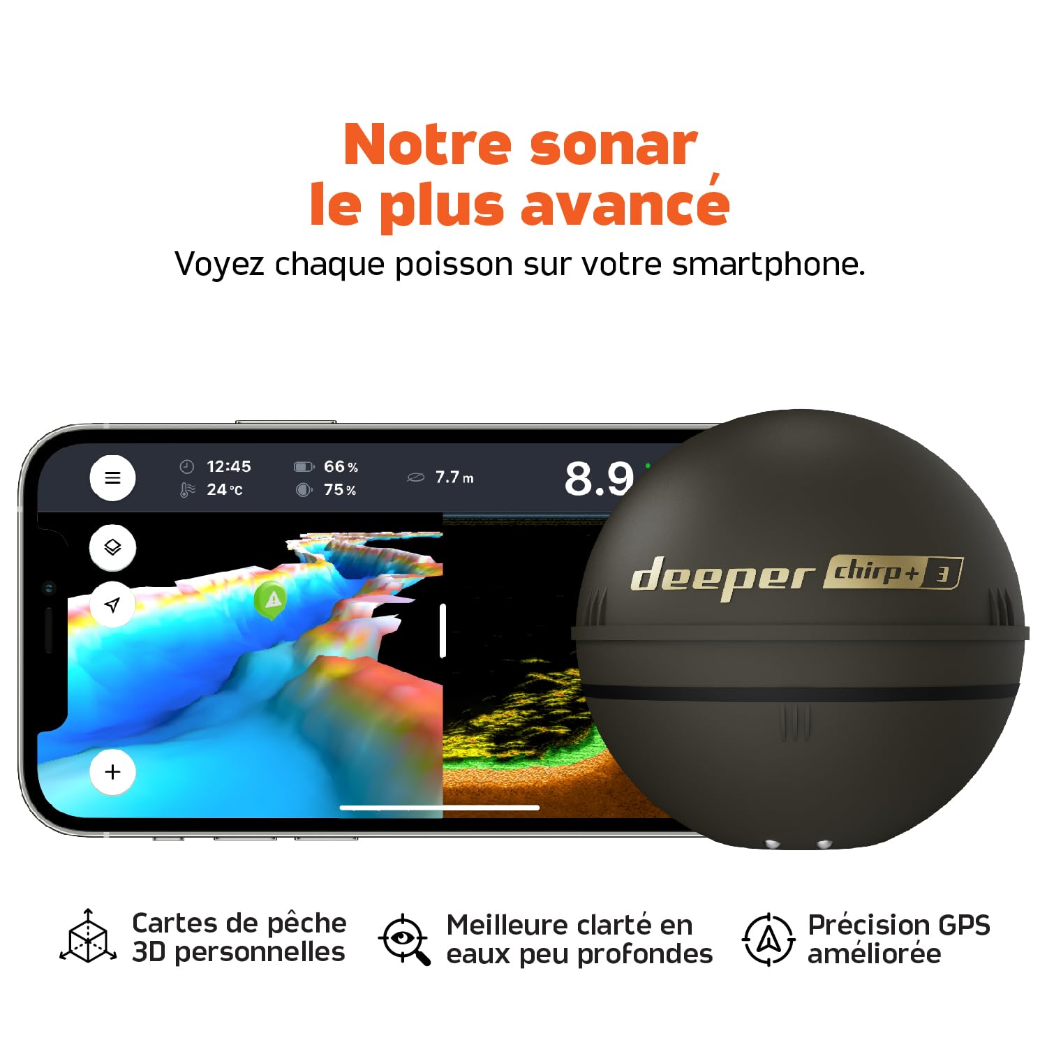 Deeper Smart Sonar Chirp+ 3 Fishfinder (ITGAM1951)