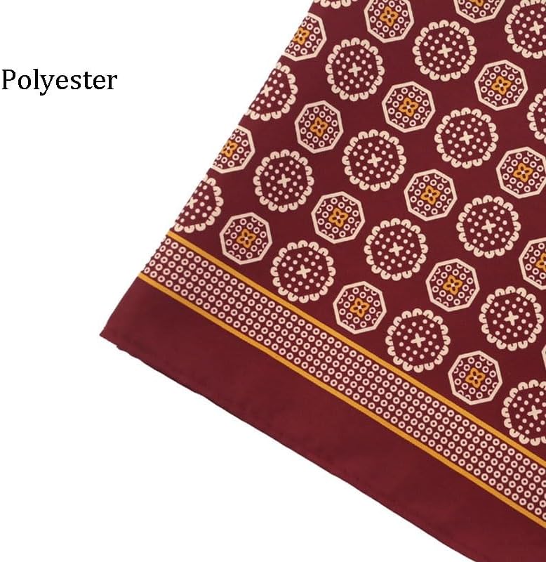 British Vintage Pattern Pocket Square Men's Suit Pocket Square Handkerchief Polyester Printed Dress Chestnut