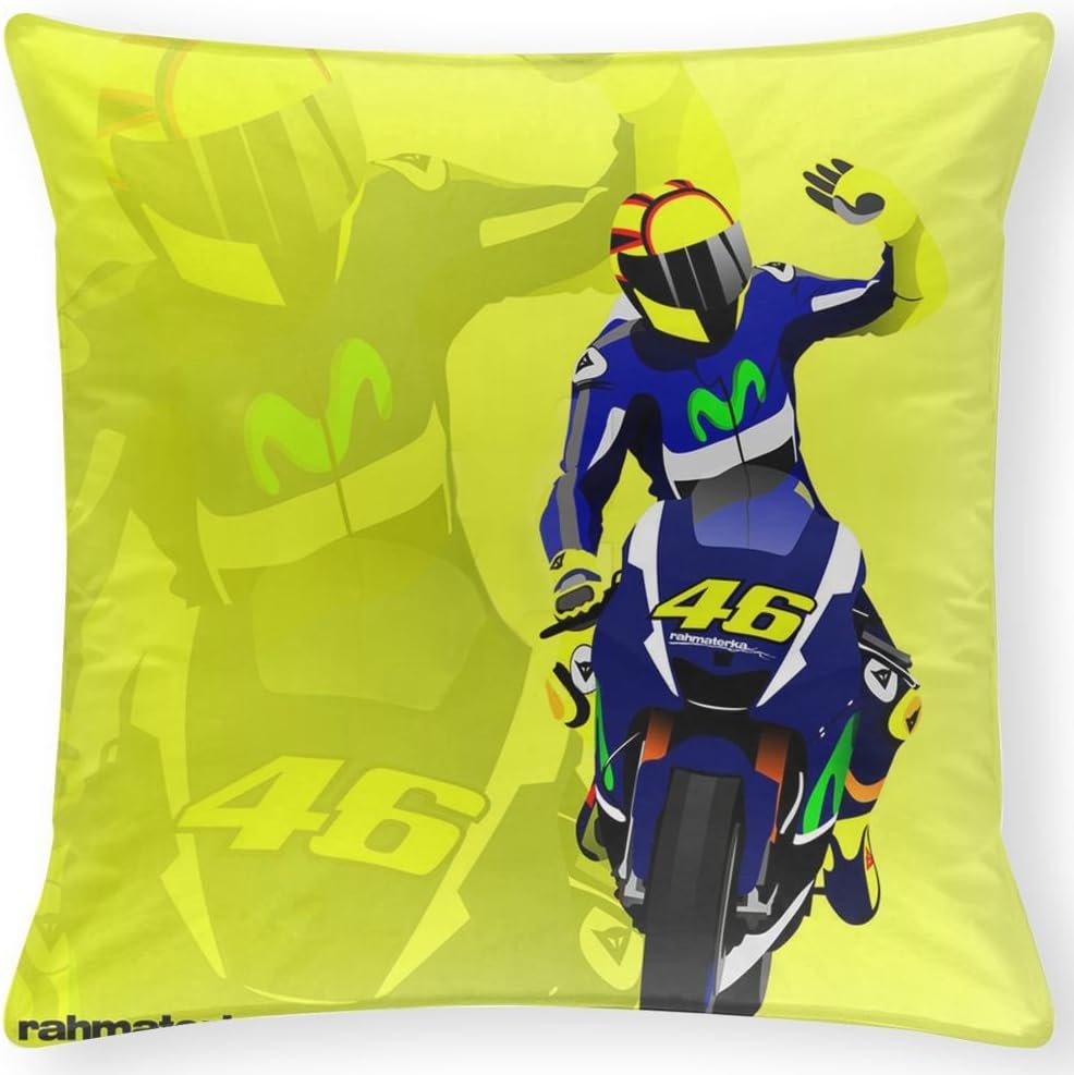 JHLKFDOODO The Doctor MotoGP VR46 Rossi Decorative Cushion 40x40 cm Cover Pillow Case Zippered Home Decor 16X16 Inch(Twin sides)