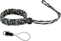 Vista 8 de Allzedream - Correa de muñeca para cámara, pulsera de paracaídas ajustable para teléfono celular DSLR binocular (verde claro y blanco), Verde claro