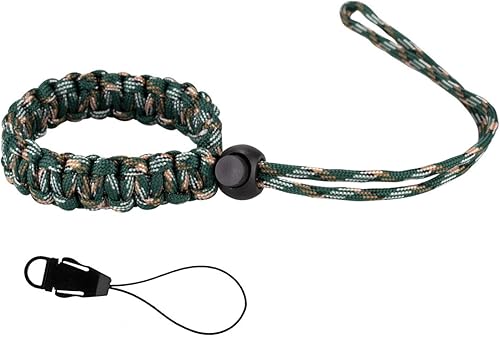 Miniatura 8 de Allzedream - Correa de muñeca para cámara, pulsera de paracaídas ajustable para teléfono celular DSLR binocular (verde claro y blanco), Verde claro