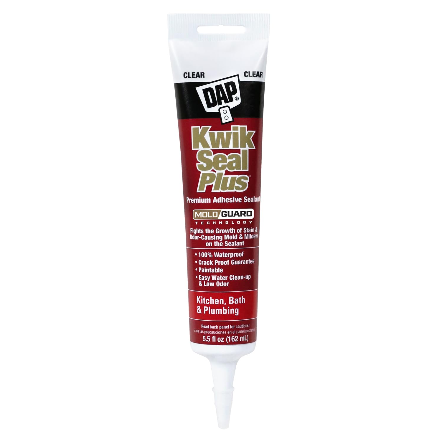 DAP Kwik Seal Plus Kitchen & Bath Adhesive Sealant, Clear, 5.5 Oz (7079818546)