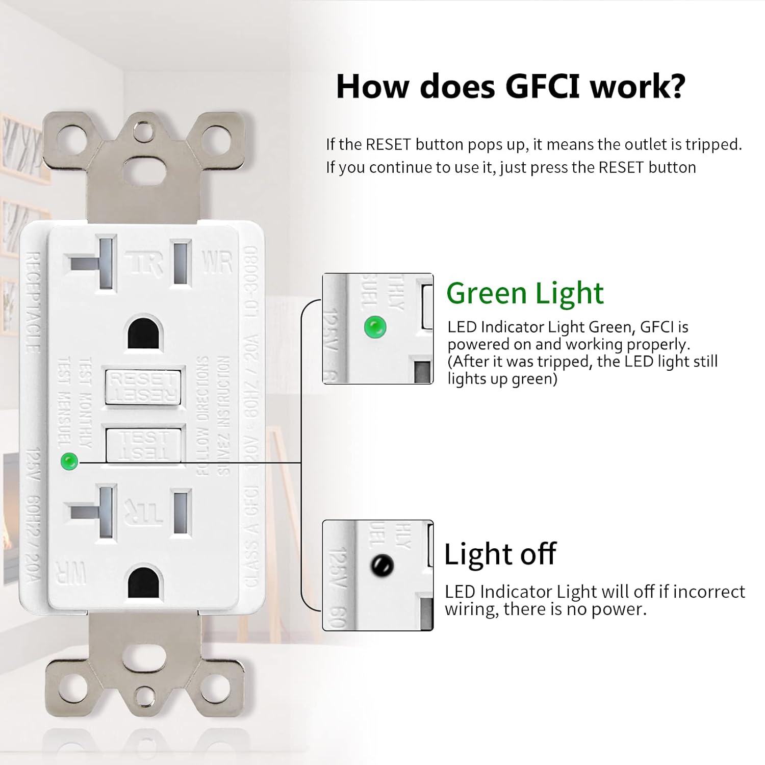 Buy 2 get 3 NineLeaf 2 Pack 20 Amp GFCI Outlet Receptacles,Tamper-Resistant(TR)and Weather-Resistant(WR) with LED Indicator, Decorative Wall Plates and Screws Included, ETL Certified, White Weekly Top Sale NineLeaf 2 Pack 20 Amp GFCI Outlet Receptacles,Tamper-Resistant(TR)and Weather-Resistant(WR) with LED Indicator, Decorative Wall Plates and Screws Included, ETL Certified, White