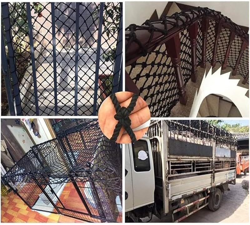 Child Safety Net Black Nylon Rope Net 8mm Cargo Net Climbing Net for Kids Stair Balcony Protection Net Pet Fence Net(Size:1 * 4m(3.3 * 13.2ft))