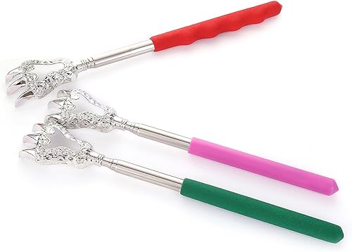 Miniatura 5 de Rascador telescópico de espalda, mango extensible, herramienta portátil de masaje de manos de acero inoxidable, se extiende de 8.66 a 23.23