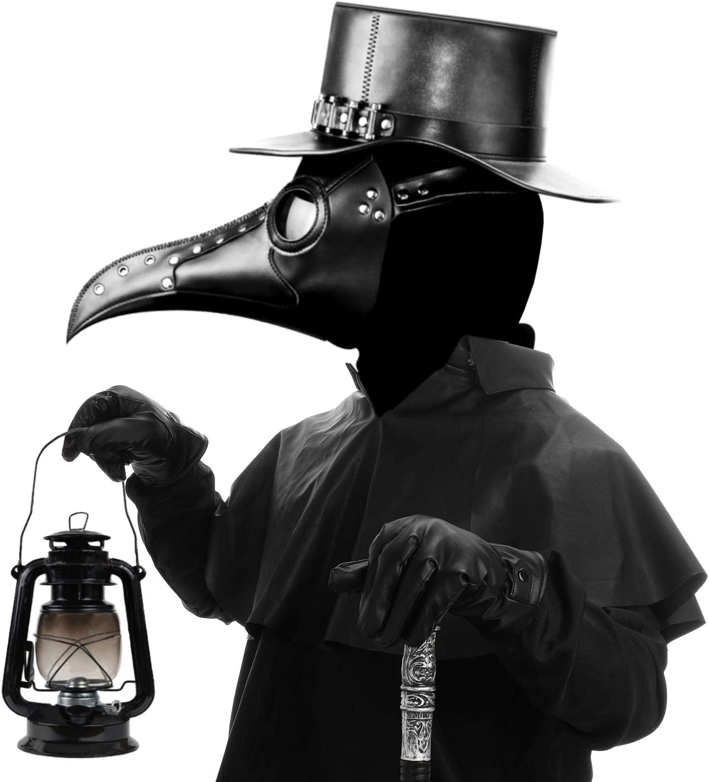 Leather Plague Doctor Mask Halloween Cosplay Costume Black Steampunk Bird Masks for Masquerade Party Props