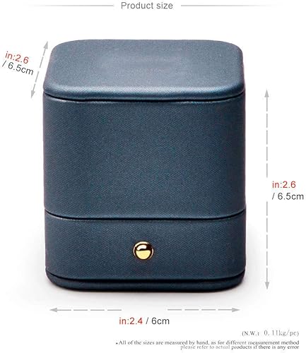 Miniatura 6 de Oirlv Caja de Anillo Azul Acero Preciosa Caja de Regalo de Anillo de Cuero Premium para Boda, Estuche de Almacenamiento de Joyería para Propuesta