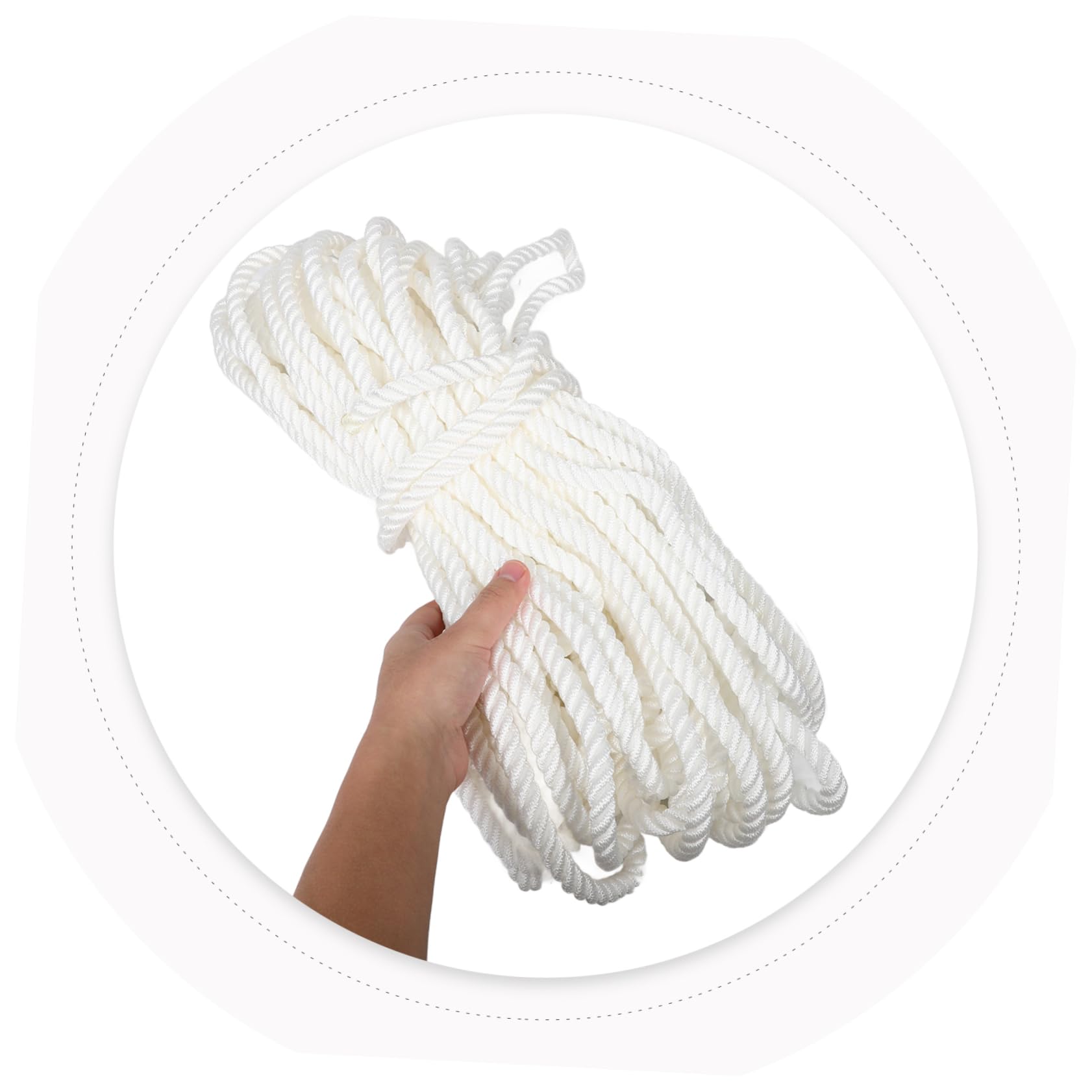 Yardwe Corda in Nylon Bianco 12mm per Ormeggio e Ancoraggio Nautico | Rotolo Singolo, Uso su Vessel e Boat, Resiste ad Abrasione e Ambienti Marini Difficili