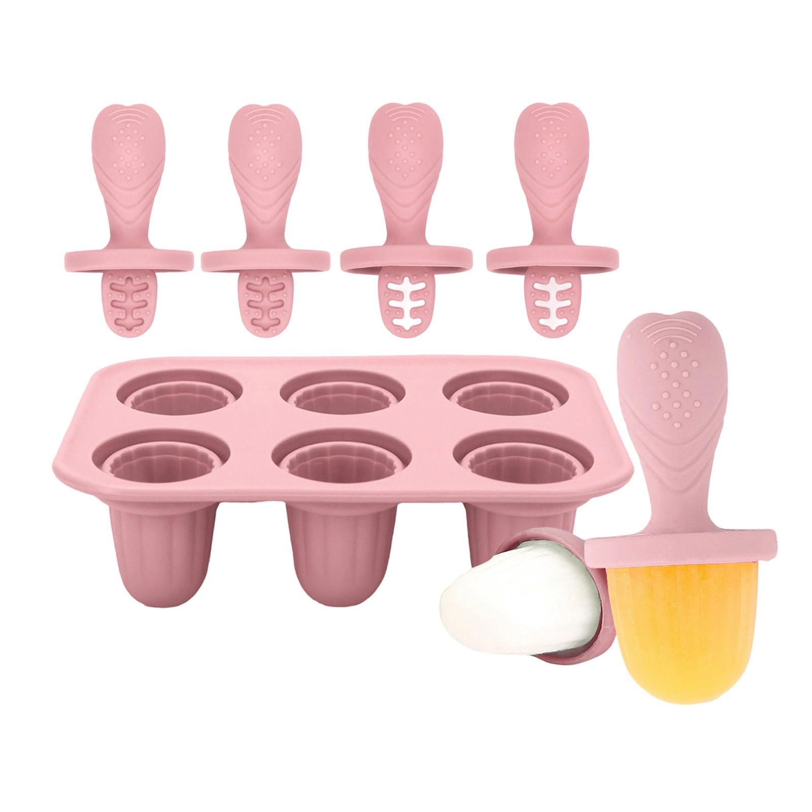 Oxxggkao 6 Piece Teething Ice Popsicles Molds for Infants Silicone Ice Cubes Tray with Chewable Edges Safe for Babies Teeth and Dishwasher Friendly Baby Teething Cubes Tray
