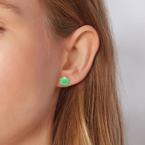 Miniatura 2 de Pendientes de lapislázuli con piedras naturales reales, pendientes redondos con facetas y piedras preciosas auténticas rellenas de oro, hechos a