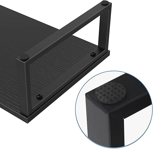 Miniatura 7 de NORCEESAN Paquete de 2 soportes elevadores para monitor, estante de escritorio de madera con almacenamiento, soporte elevador para computadora