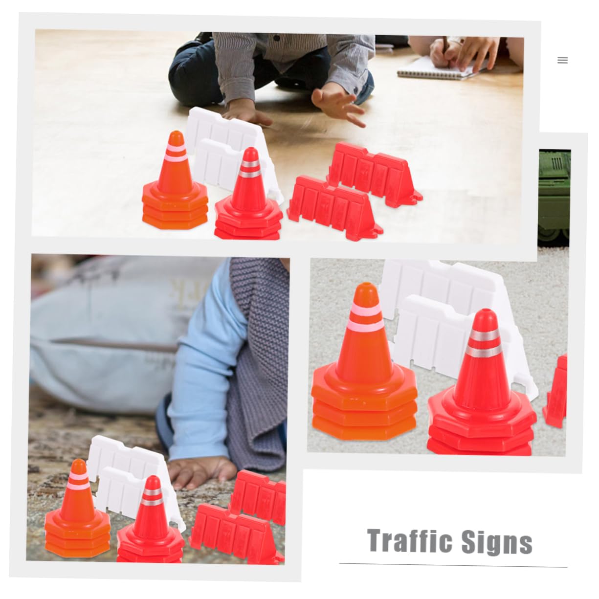 Gogogmee 50Pcs Miniature Traffic Cones Signs Educational Construction Bright Roadblocks for Promote Road Safety Cognitive Development Fun Learning Playtime