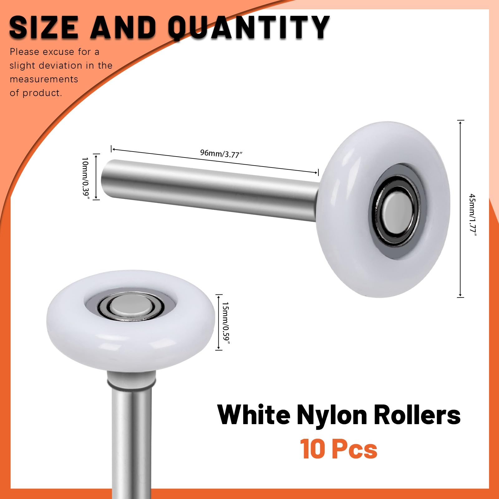 ABN Quiet Garage Door Rollers Nylon Door Wheels Replacement Garage Roller, White 2in 13