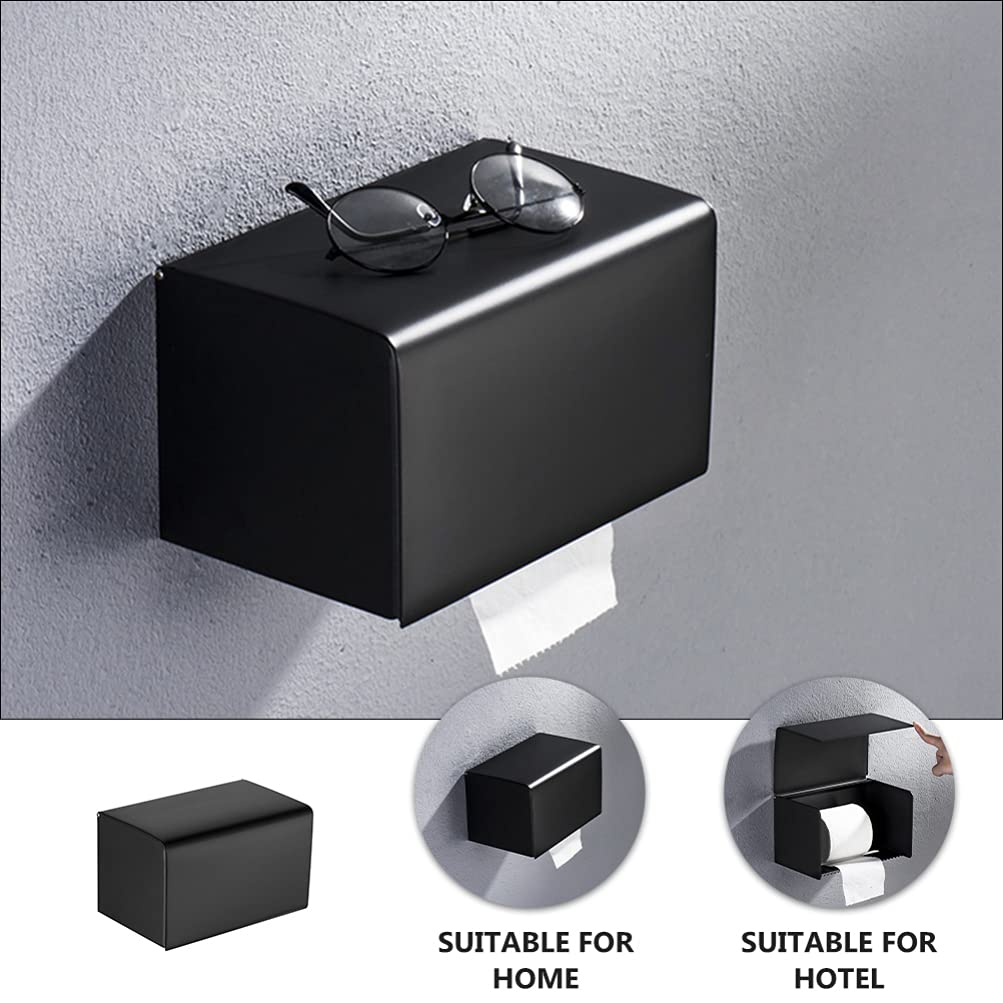 Cabilock Porta Fazzoletti Design Salvaspazio da Parete in Acciaio Inossidabile Nero Resistente alla Ruggine e Contenitore per Bagno