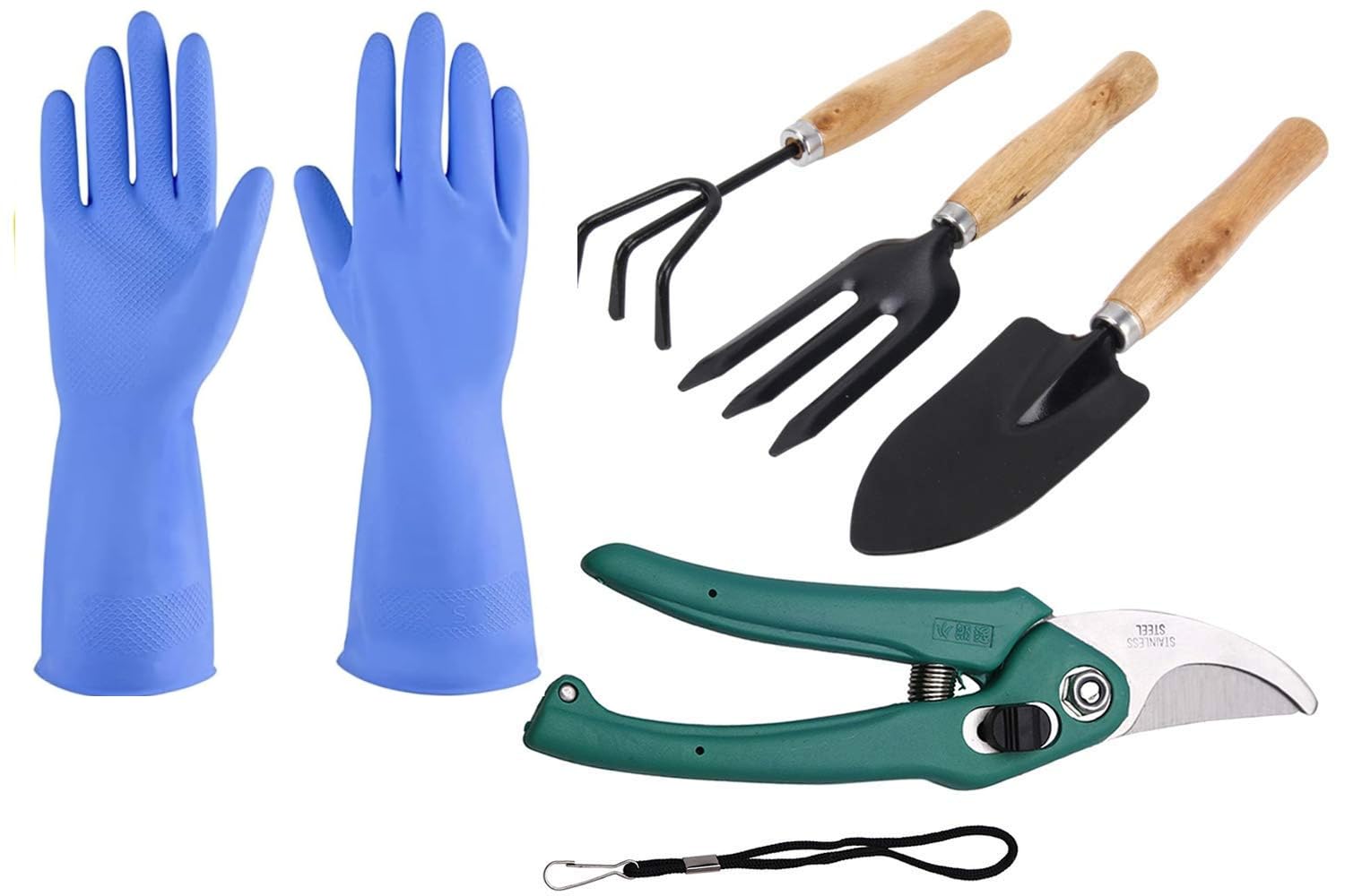 ATOZEE STORE Gardening Tools Kit for Home Gardenardening Tools Kit - 5 Pieces Garden Gloves, Flower Cutter, Pruner Cutter, Cultivator, Fork, and Trowels | Gardening Tools for Home Garden
