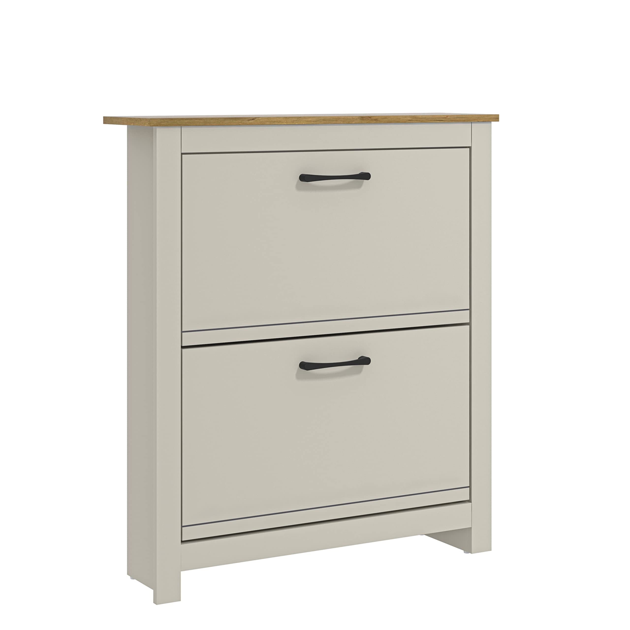 Galano Limestone 2 Door Shoe Cabinet – Freestanding Storage Cupboard for Hallway, Entryway, or Living Room – Light Grey