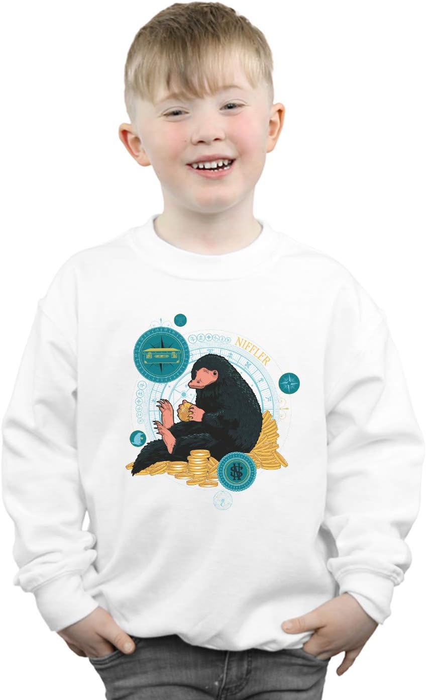 ABSOLUTECULT Fantastic Beasts 2 Boys Sitting Niffler Sweatshirt White 9-11 Years
