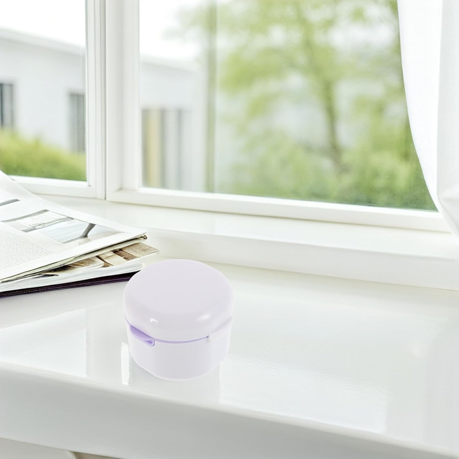 Retainer Case for Braces and Dentures, Portable White Plastic Box