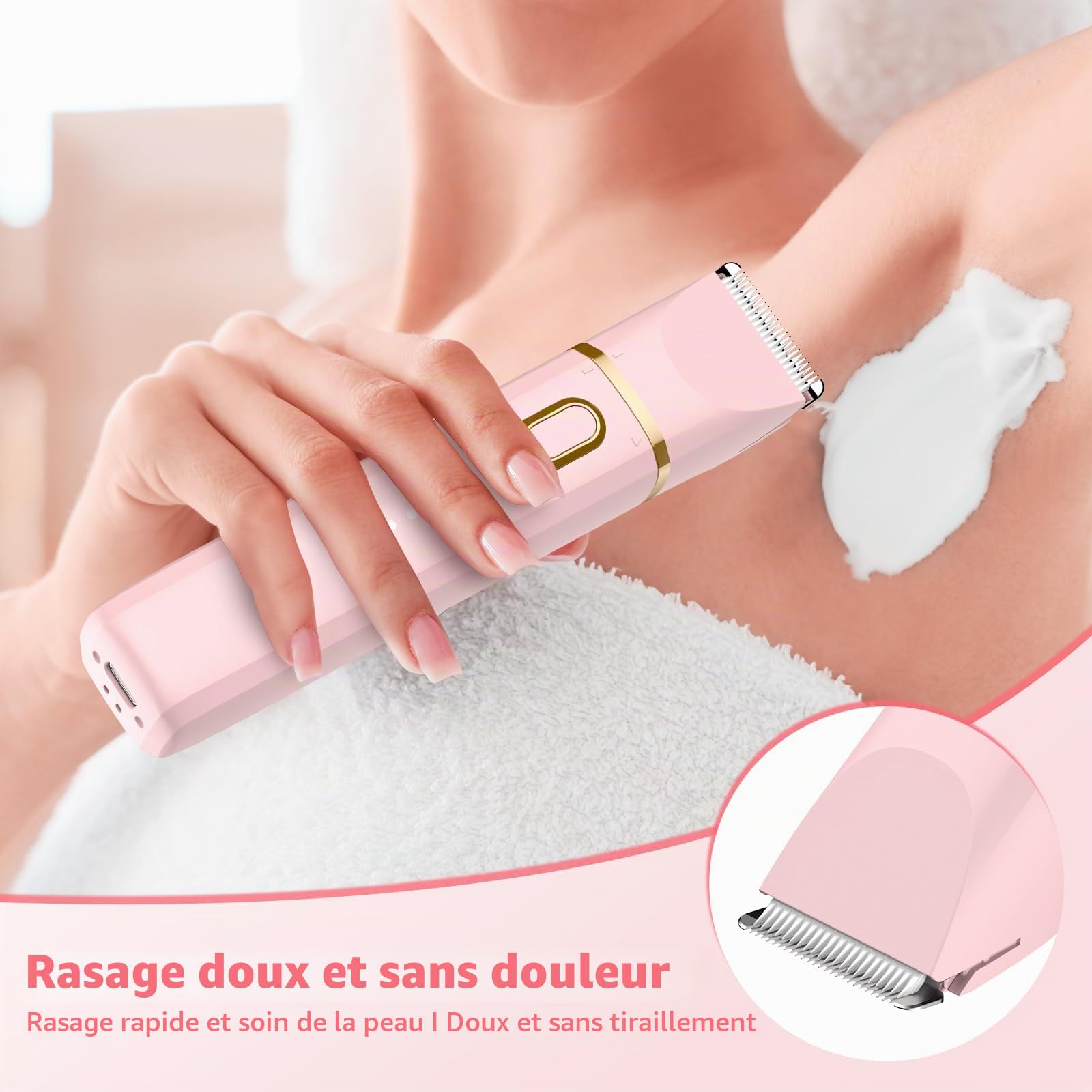 Rasoir Electrique Femme, 3 en 1 Tondeuse électrique Femme Rasoir, épilateur Facial Pour Femmes et Tondeuse Pour Poils du Nez Pour Femmes, Jambes, Bras et Nez