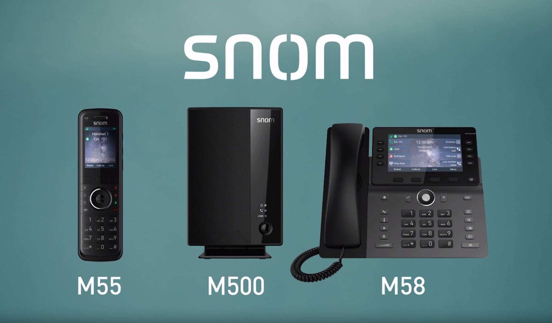 Snom M58 DECT-Mobilteil, 5" Farbdisplay, SIP, Schwarz, 00004631 | HD-Audio Schnurlostelefon für M500-System, 5-Zoll-Touchscreen, SRTP/TLS-Verschlüsselung, Home Office & KMU, 3 Jahre Garantie