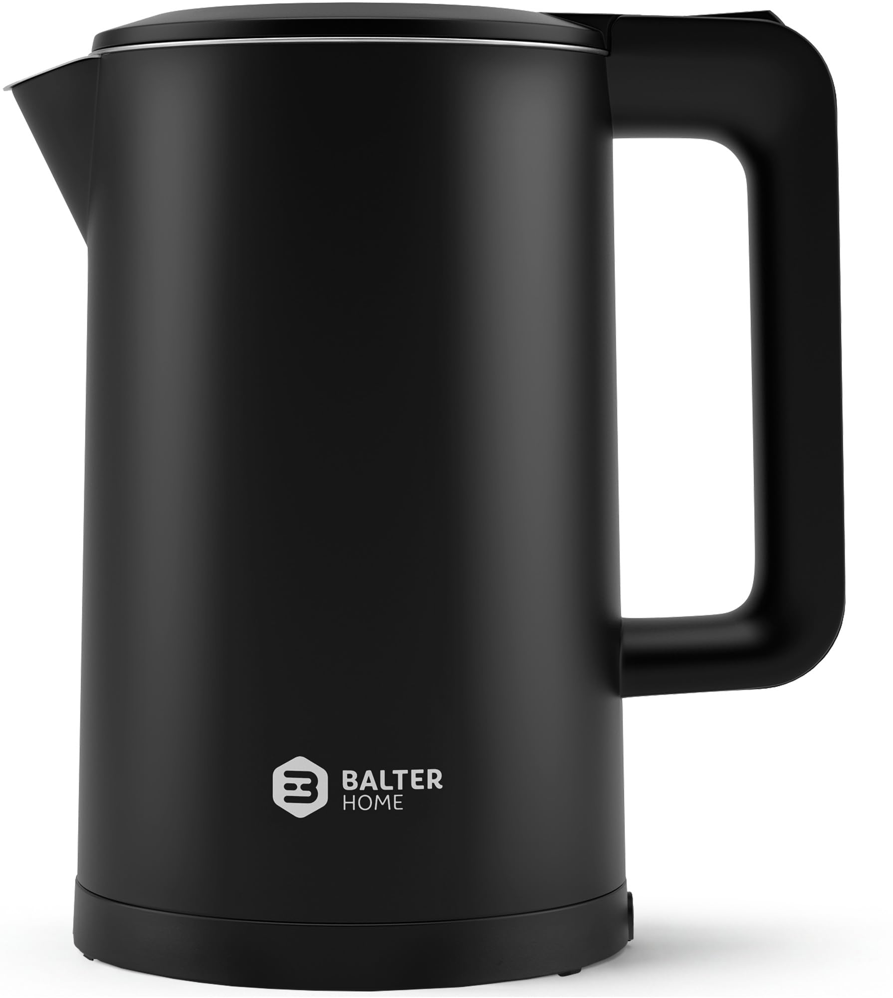 Balter Bouilloire électrique, Bouilloire inox, 1,7 l, design à double paroi, kettle, sans BPA, LED, silencieuse, noire