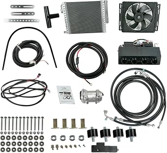 12V Under-Dash Electric Air Conditioner 10000 BTU | 12V Electric AC Kit w/Evaporator Condenser Compressor, Heating Cooling Parking AC for Truck RV Van Pickup Tractor Excavator