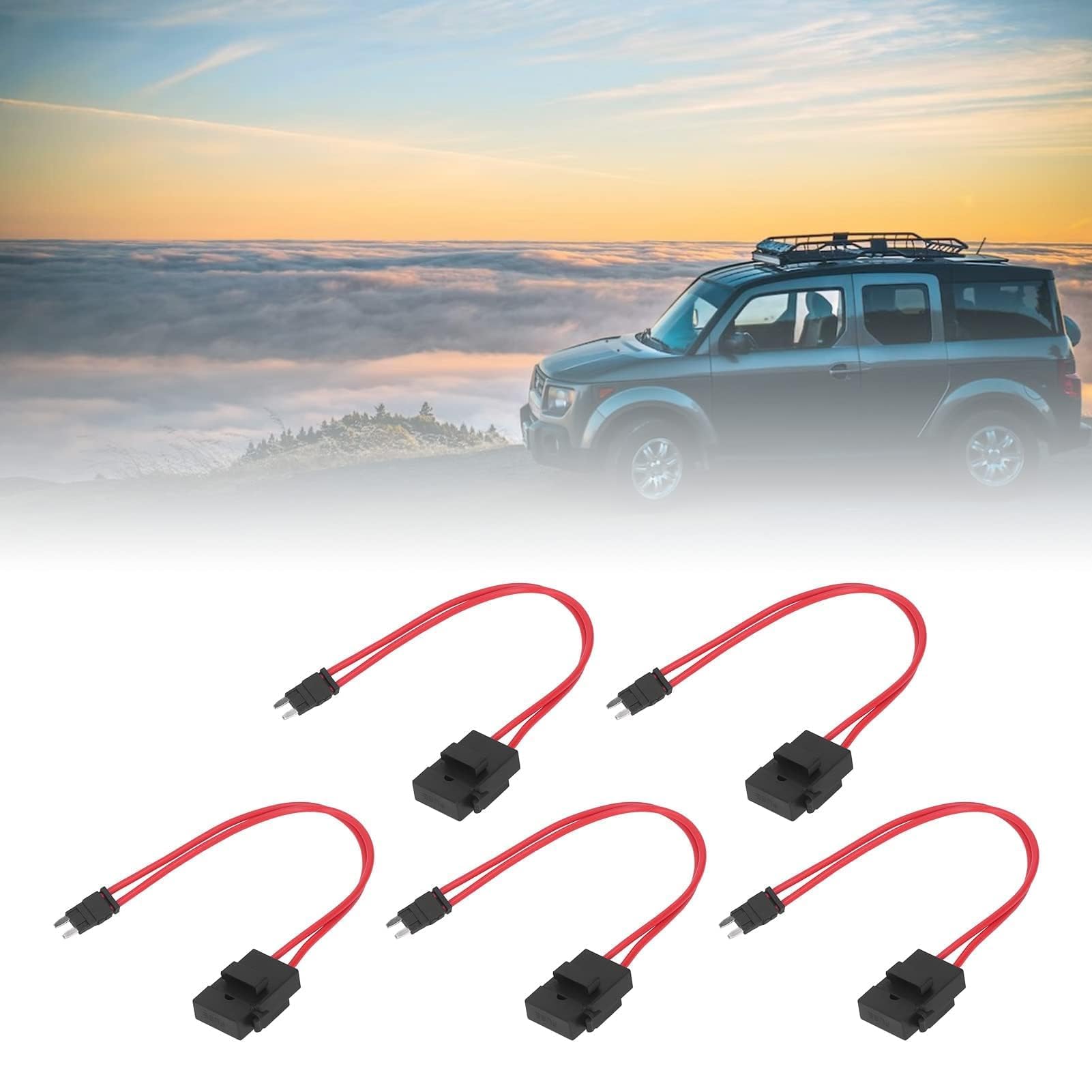 5 Sztuk złąCze Uchwytu Bezpiecznika Samochodowego PC Heavy Duty PrzedłużEnie Drutu Mini Mini złąCze Uchwytu Bezpiecznika do Pojazdu ATM 20A 16AWG z 5 Bezpiecznikami DłUgość Linii 230mm (ACK S 10,9 mm)